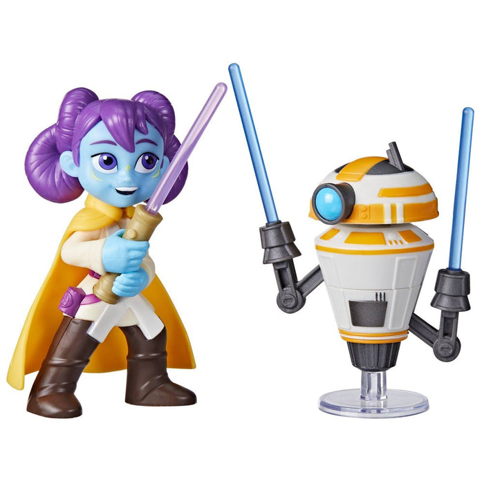 Star Wars Young Jedi Adventures Pop-Up Lightsaber Duel Lys Solay and Training Droid Action Figures - 2pk