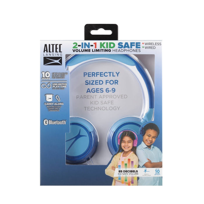 Altec Lansing Kid Safe 2-in-1 Bluetooth Wireless Headphones - Hero Blue
