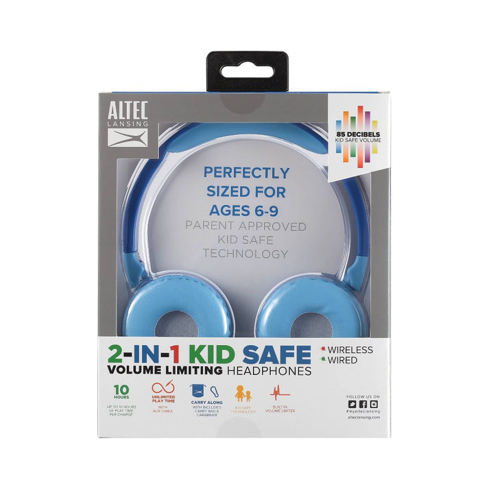 Altec Lansing Kid Safe 2-in-1 Bluetooth Wireless Headphones - Hero Blue