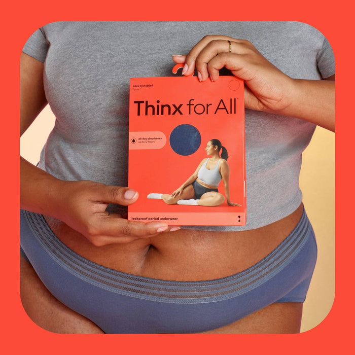 Thinx for All Women's Everyday Comfort Lace Leakproof Period Briefs - Storm 3X
