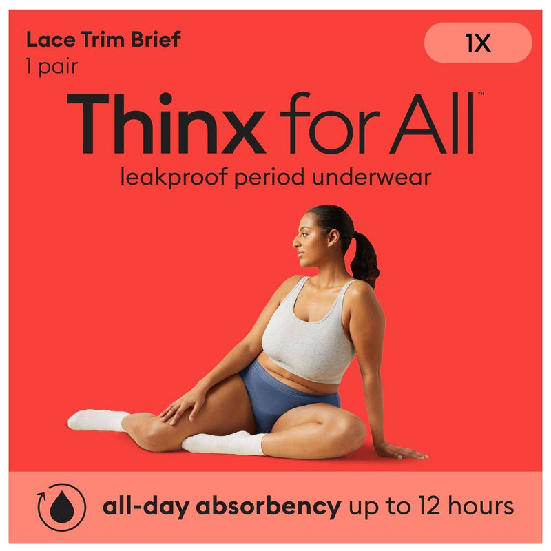 Thinx for All Women's Everyday Comfort Lace Leakproof Period Briefs - Storm 3X