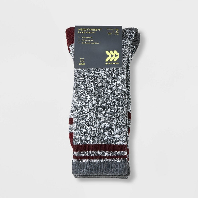 Men's Marl Trailblazer Boot Socks - All In Motion Red/Charcoal Gray 6-12