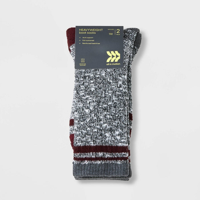Men's Marl Trailblazer Boot Socks - All In Motion Red/Charcoal Gray 6-12
