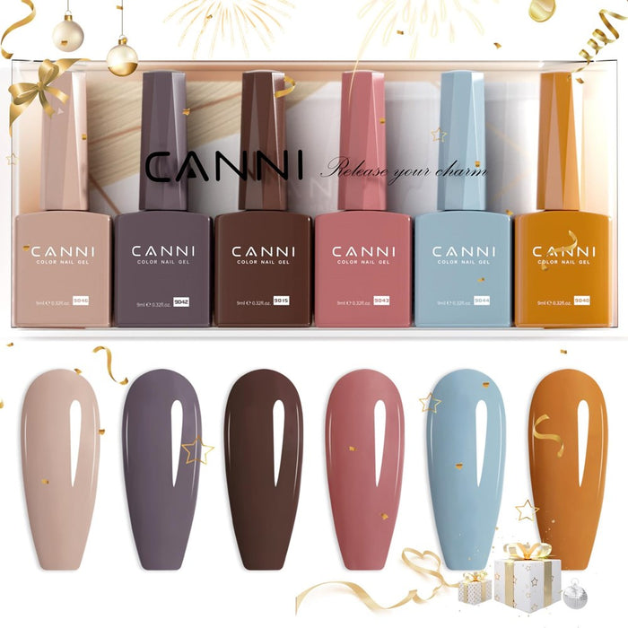 CANNI 9Ml Hema-Free Gel Nail Polish Set- 6Pcs-Soak Off LED Nail Gel Manicure Kit *ADD 3 TO YOUR CART & 1 IS FREE!*