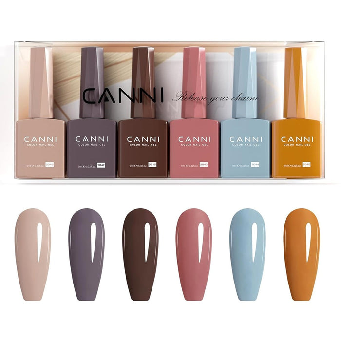 CANNI 9Ml Hema-Free Gel Nail Polish Set- 6Pcs-Soak Off LED Nail Gel Manicure Kit *ADD 3 TO YOUR CART & 1 IS FREE!*
