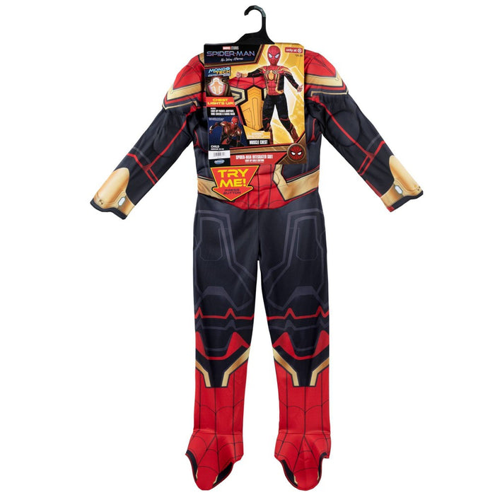 Kids' Marvel Spider-Man Light Up Halloween Costume Jumpsuit with Mask S