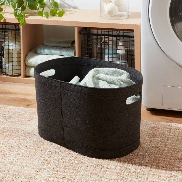 1.5bu Felt Laundry Basket Black - Brightroom