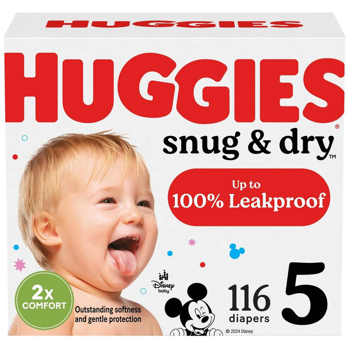 Huggies Snug & Dry Baby Disposable Diapers Huge Pack - Size 5 - 116ct