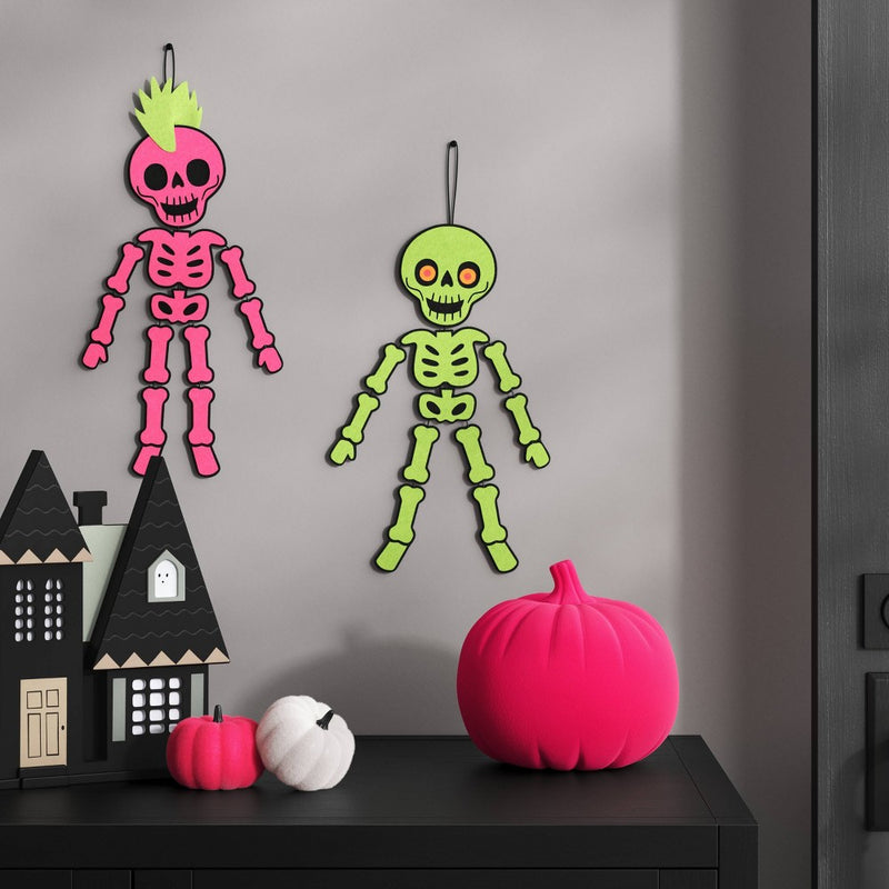 2pk Felt Hanging Skeleton Punk Rocker Halloween Decorative Figurine Set - Hyde & EEK! Boutique