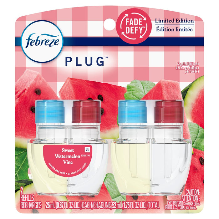 Febreze Plug Dual Refill Air Freshener Sweet Watermelon Vine - 2ct