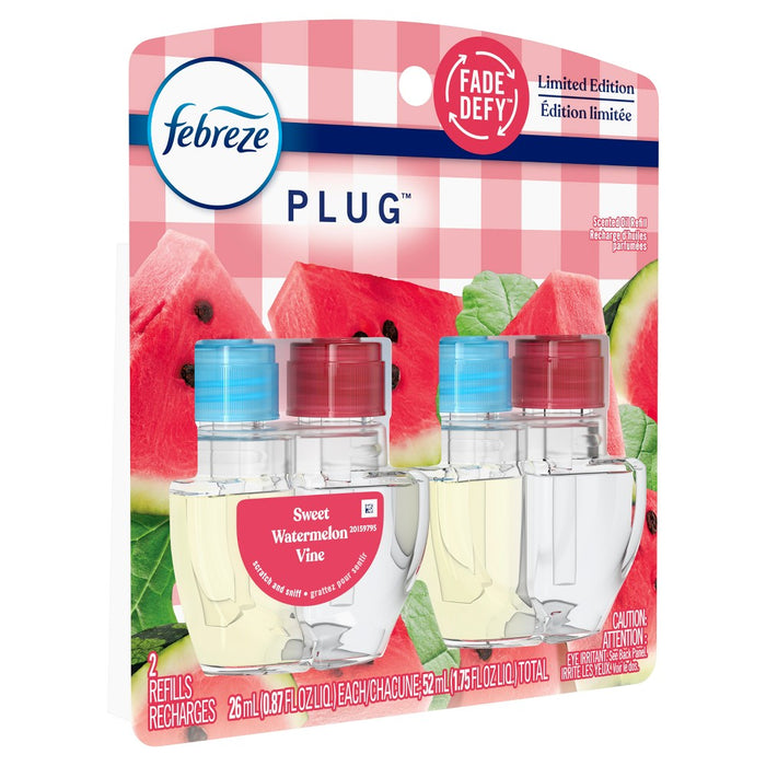 Febreze Plug Dual Refill Air Freshener Sweet Watermelon Vine - 2ct