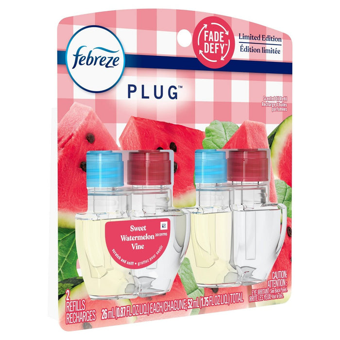 Febreze Plug Dual Refill Air Freshener Sweet Watermelon Vine - 2ct