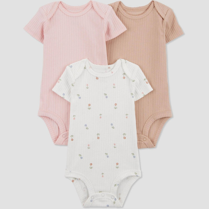 Carter's Just One You Baby Girls' 3pk Floral Bodysuit - White 9M