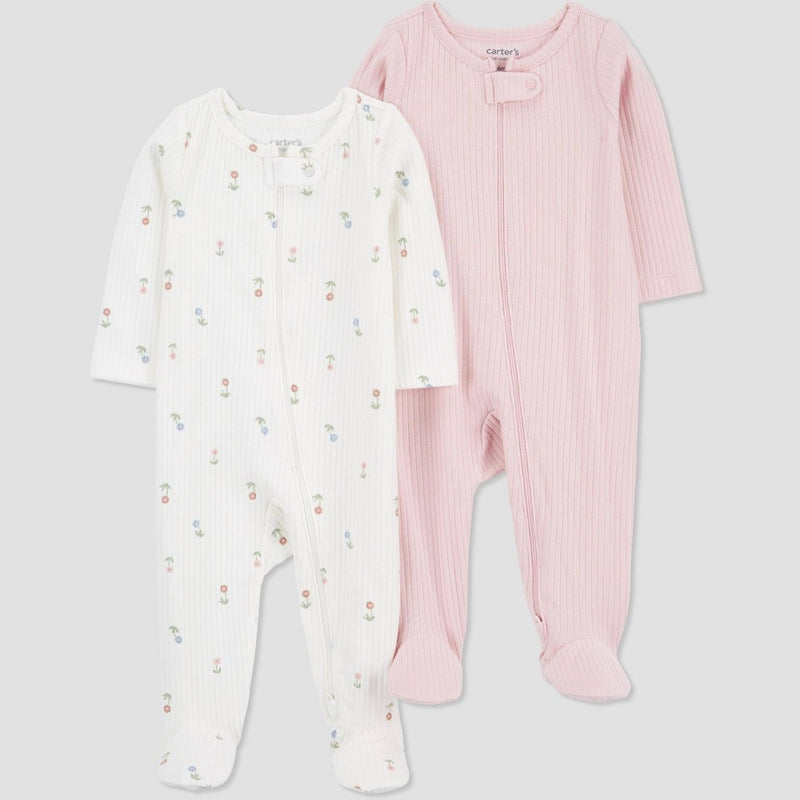 Carter's Just One You Baby Girls' 2pk Floral Sleep N' Play - Pink/Ivory Newborn