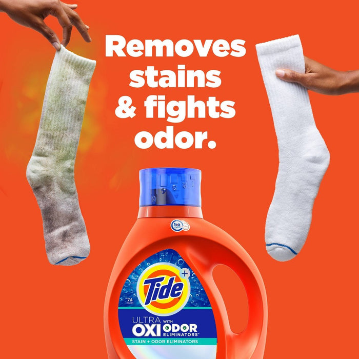 Tide Ultra Oxi HE with Odor Eliminator Liquid Laundry Detergent Soap for Visible and Invisible Dirt - 149 fl oz