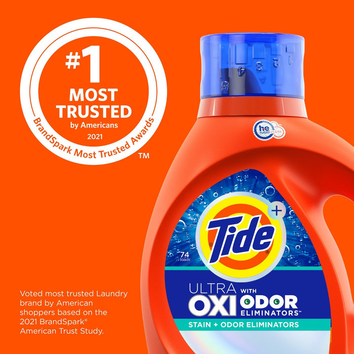 Tide Ultra Oxi HE with Odor Eliminator Liquid Laundry Detergent Soap for Visible and Invisible Dirt - 149 fl oz