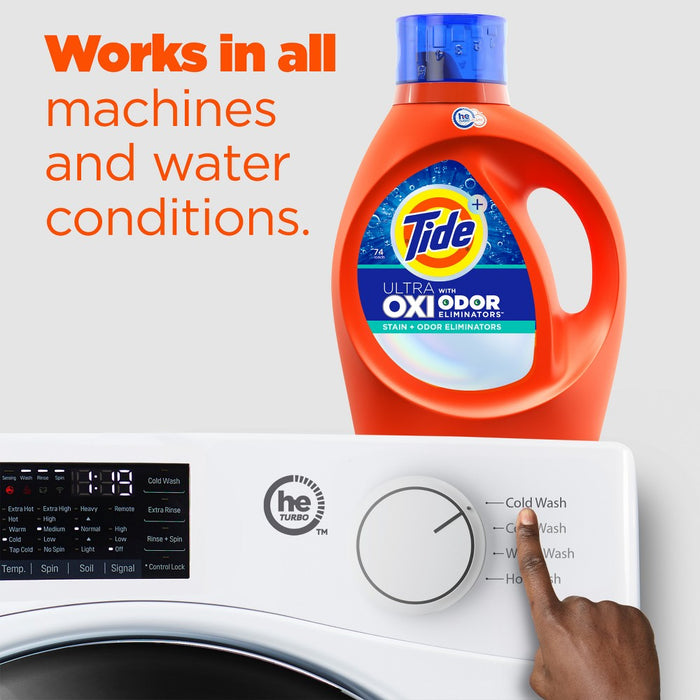 Tide Ultra Oxi HE with Odor Eliminator Liquid Laundry Detergent Soap for Visible and Invisible Dirt - 149 fl oz