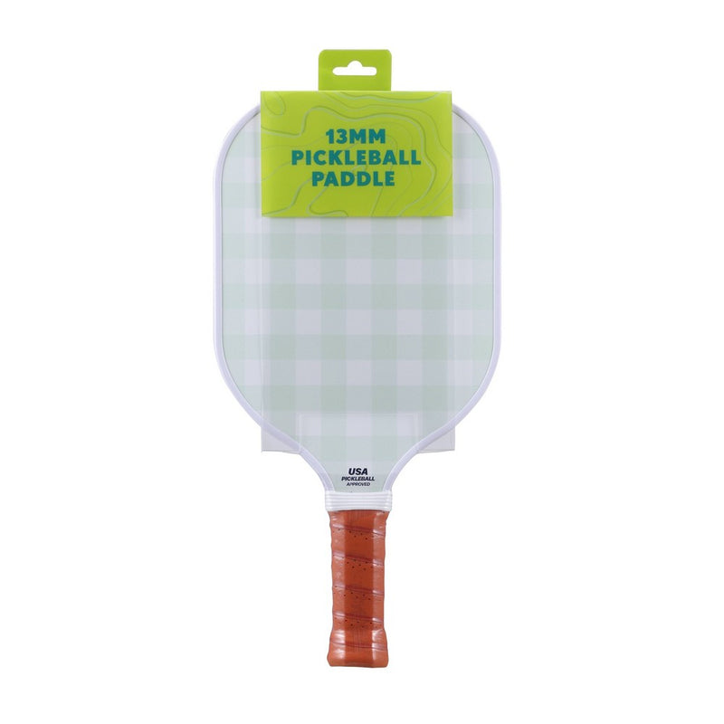 Double Sided Pickleball Paddle - Mint Gingham/Blue Stripe