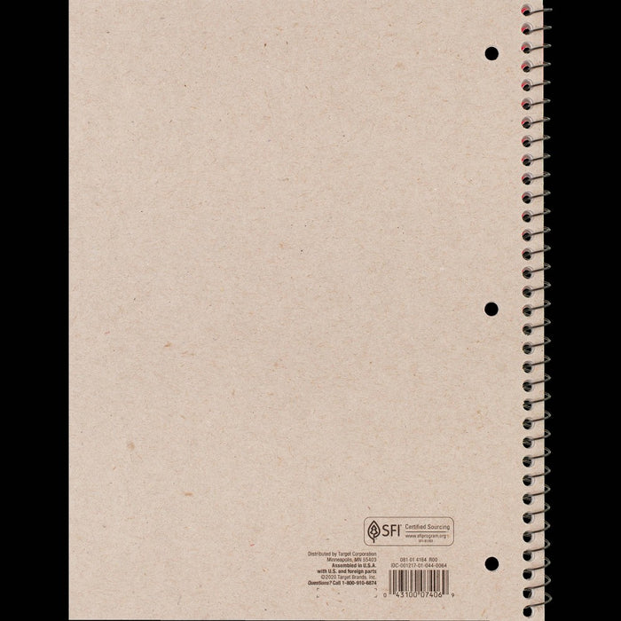 College Ruled Pink 1 Subject Flexible Plastic Cover Spiral Notebook - up&up