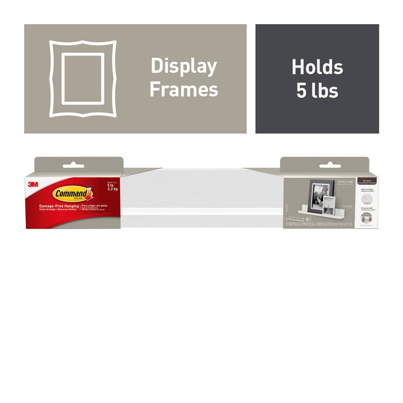 Command Picture Ledge, Quartz, 1 Ledge, 10 Medium Strips, Decorate Damage-Free