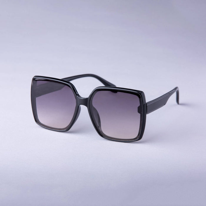 Women's Oversized Square Butterfly Sunglasses - A New Day Black