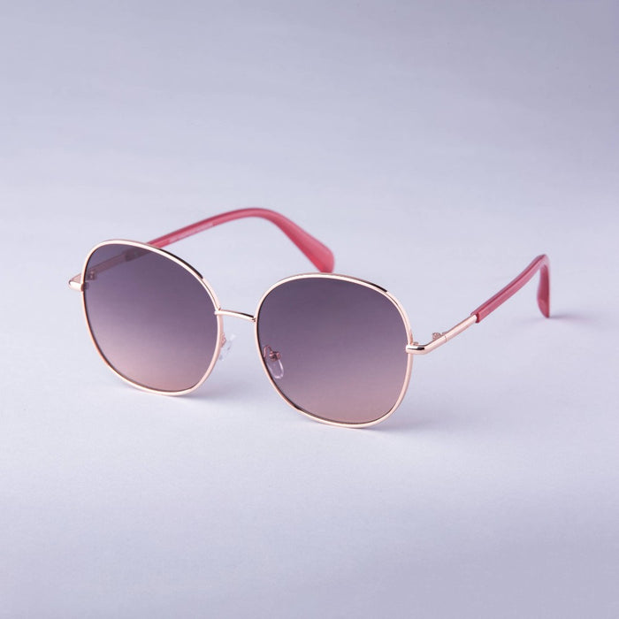 Women's Oversized Round Metal Sunglasses - A New Day Rose Gold