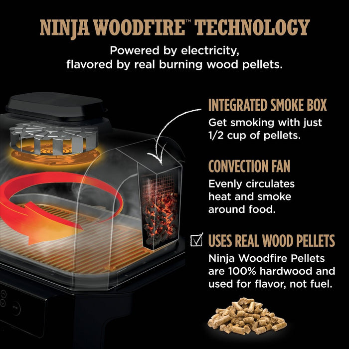 Ninja Woodfire ProConnect Premium XL 7-in-1 Outdoor Grill & Smoker, App Enabled, Woodfire Technology, 2 Built-In Thermometers - OG951 (LOCAL PICKUP ONLY)
