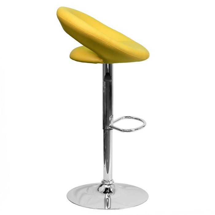 Flash Furniture Contemporary Yellow Vinyl Rounded Orbit-Style Back Adjustable Height Barstool with Chrome Base (LOCAL PICKUP ONLY)