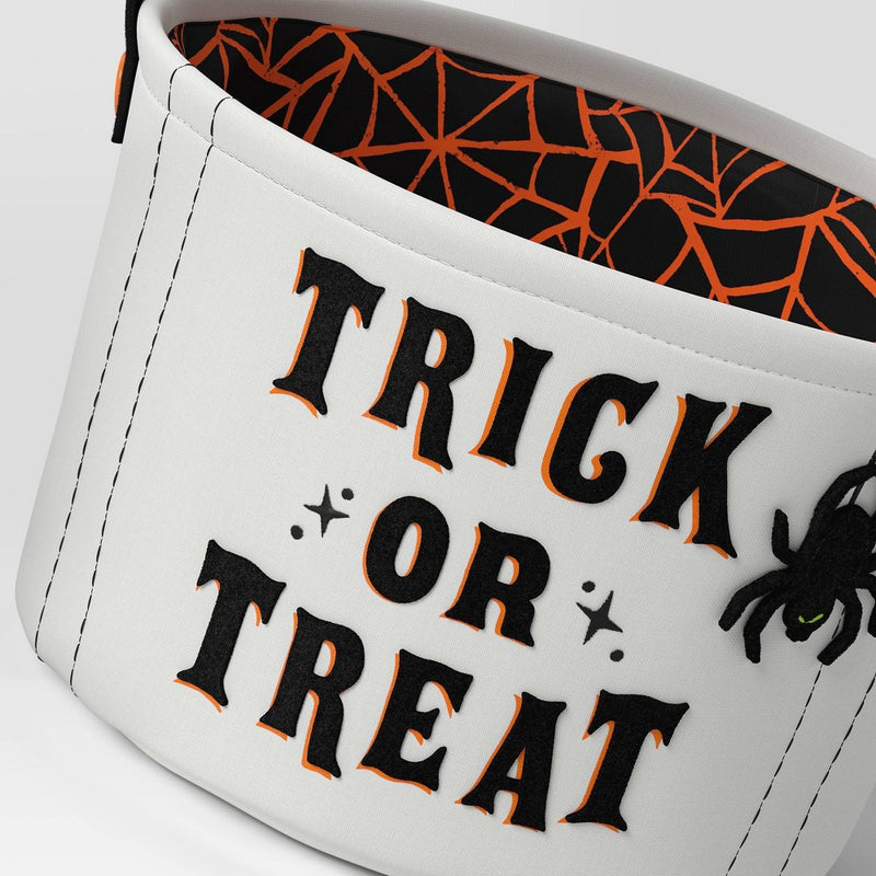 7.5" Fabric Halloween Candy Basket Trick or Treat - Hyde & EEK! Boutique: Polyester, No Assembly, Spider Web Design