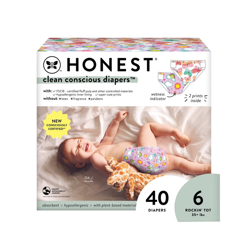 The Honest Company Clean Conscious Disposable Diapers Sky's The Limit & Wingin' It - Size 6 - 40ct
