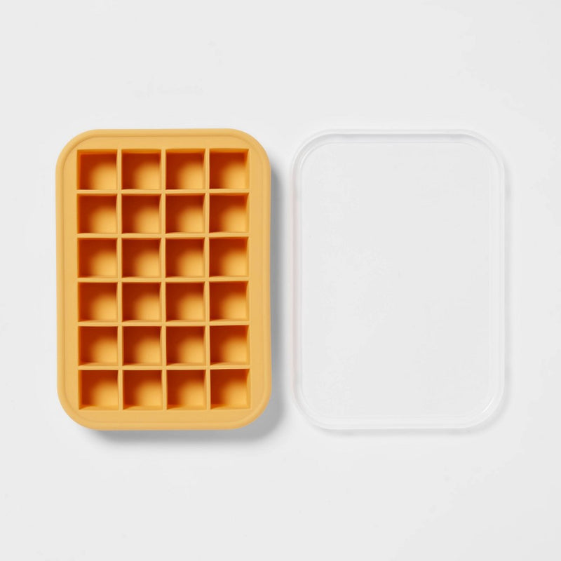 Silicone Cube Ice Tray with Lid Mustard Yellow - Room Essentials