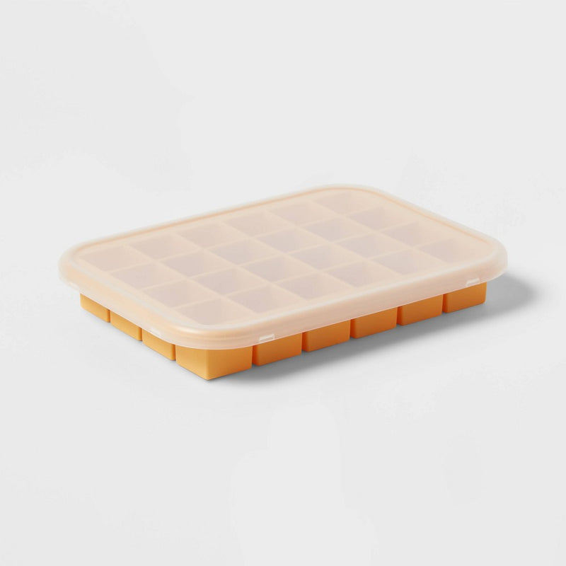 Silicone Cube Ice Tray with Lid Mustard Yellow - Room Essentials