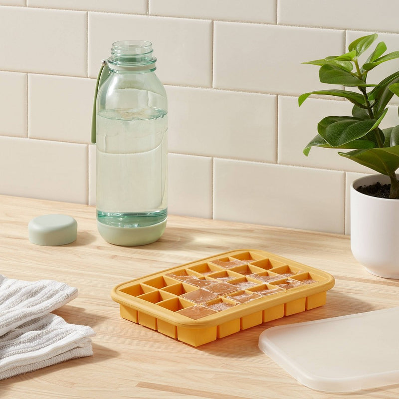 Silicone Cube Ice Tray with Lid Mustard Yellow - Room Essentials