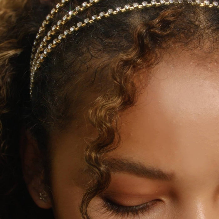 scunci be-u-tiful Multi-Strand Rhinestone Embellished Metal Headband - Gold