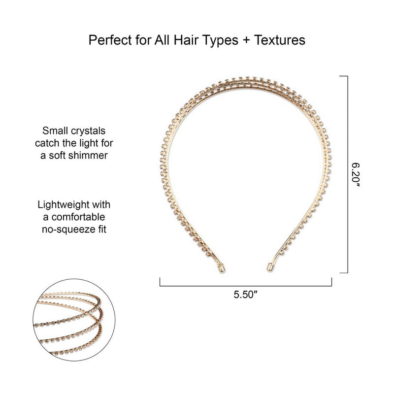scunci be-u-tiful Multi-Strand Rhinestone Embellished Metal Headband - Gold