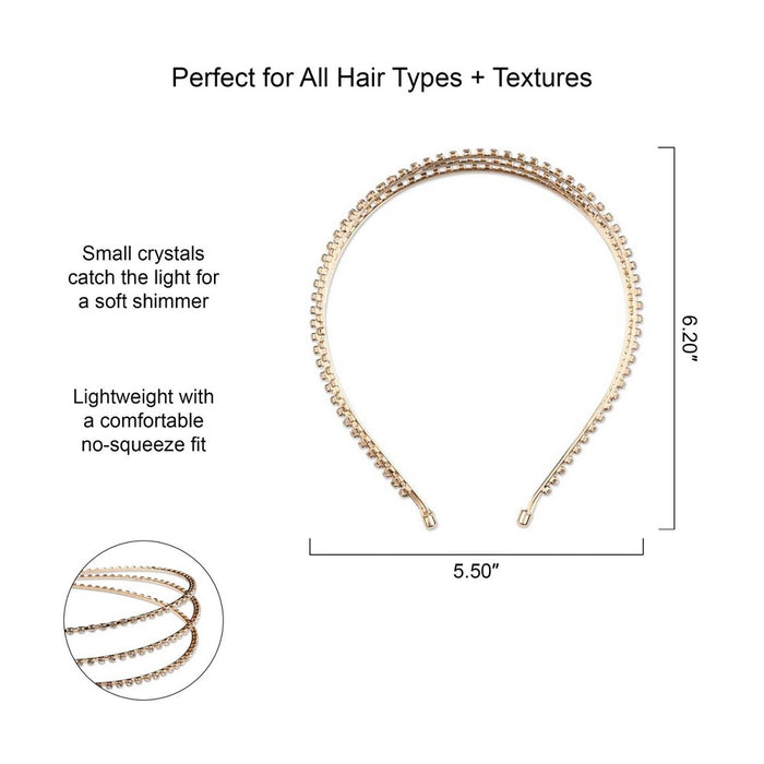 scunci be-u-tiful Multi-Strand Rhinestone Embellished Metal Headband - Gold