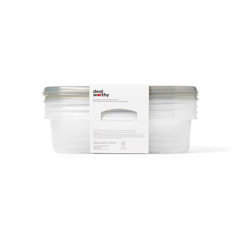 Snap & Store Medium Rectangle Food Storage Containers - 76 fl oz/4ct - Dealworthy