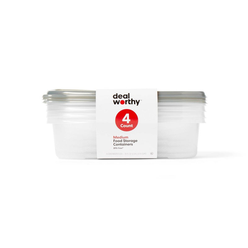 Snap & Store Medium Rectangle Food Storage Containers - 76 fl oz/4ct - Dealworthy