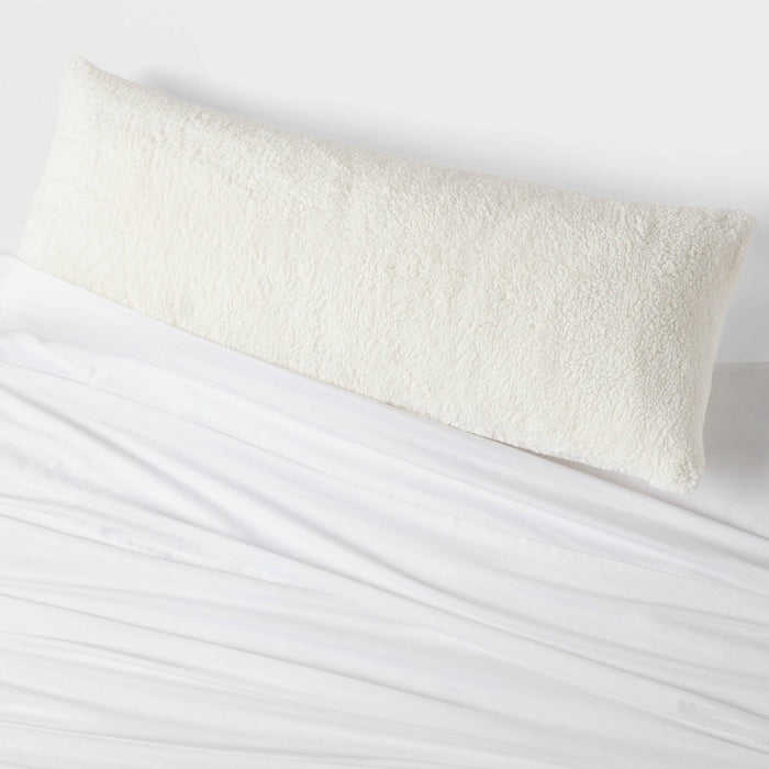 Faux Shearling Body Pillow Cover Ivory - Room Essentials: Zippered, 100% Polyester, Machine Washable