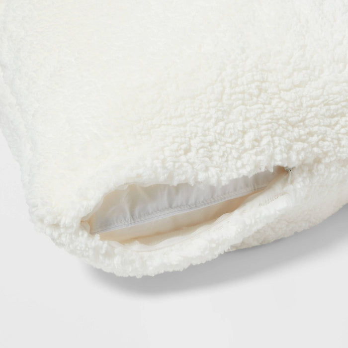Faux Shearling Body Pillow Cover Ivory - Room Essentials: Zippered, 100% Polyester, Machine Washable
