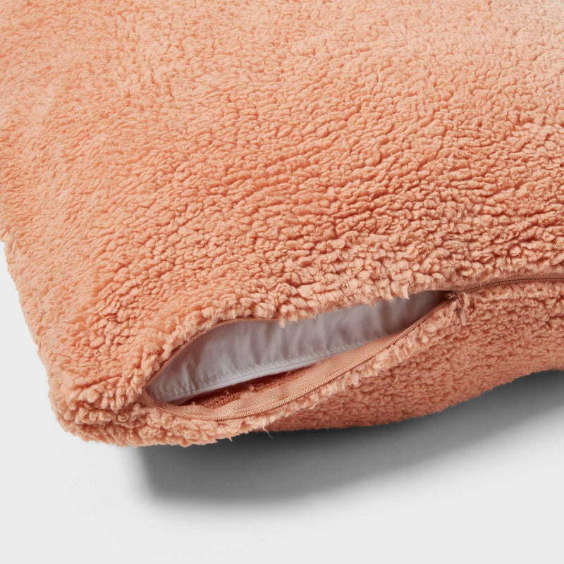 Faux Shearling Body Pillow Cover Rust - Room Essentials