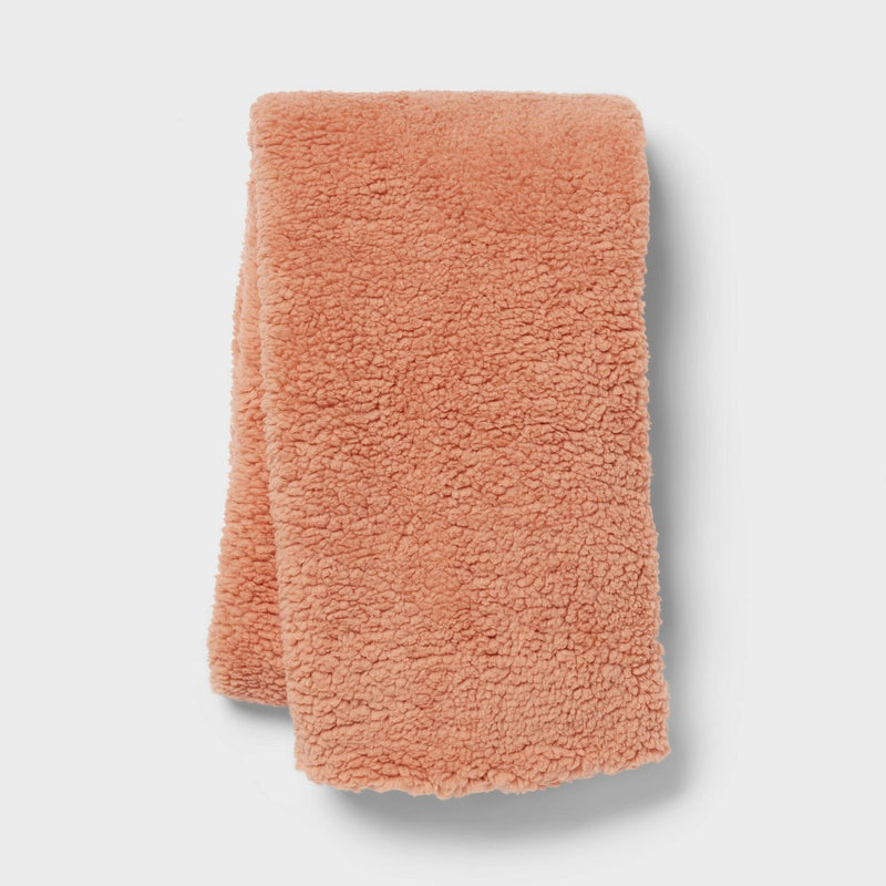 Faux Shearling Body Pillow Cover Rust - Room Essentials