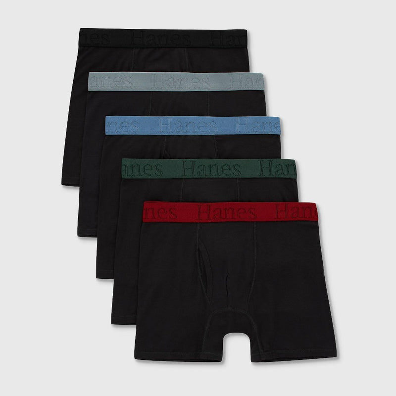 Hanes Originals Boys' 5pk SuperSoft Boxer Briefs - Black XL