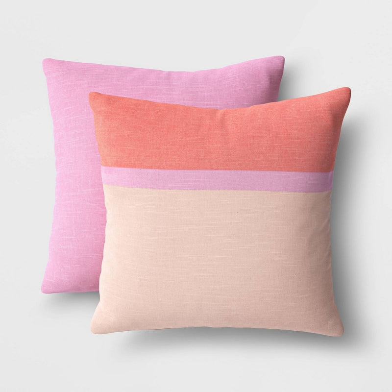 2pk Color Block Printed Woven Cotton Throw Pillows - Room Essentials: Soft, Indoor Abstract Design, Knife Edge, OEKO-TEX Certified