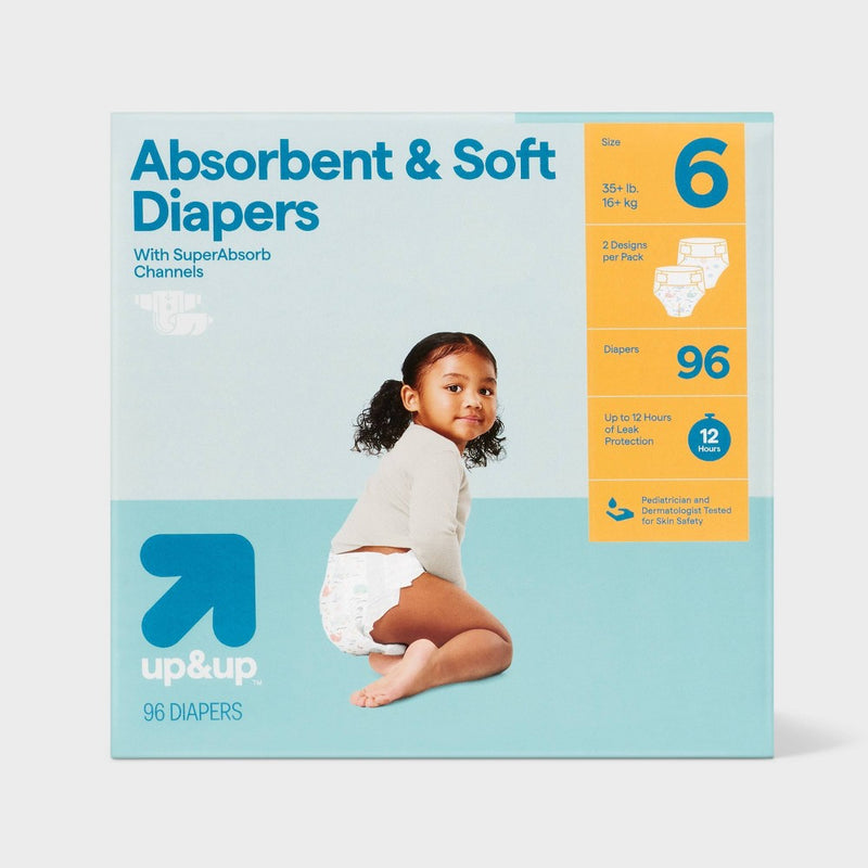 Disposable Diapers Giant Pack - Size 6 - 96ct - up&up (Color or Pattern May Vary)