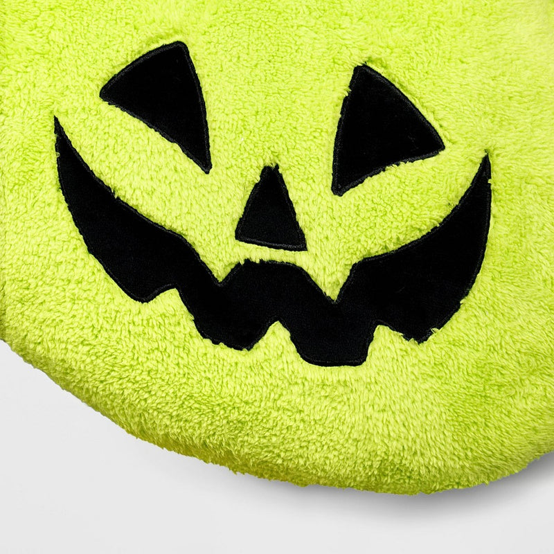 Pumpkin Shaped Halloween Faux Shearling Pillow Green - Hyde & EEK! Boutique: Indoor Decorative, Oval