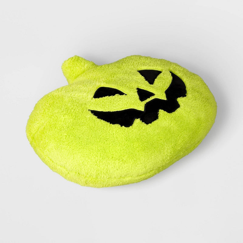 Pumpkin Shaped Halloween Faux Shearling Pillow Green - Hyde & EEK! Boutique: Indoor Decorative, Oval