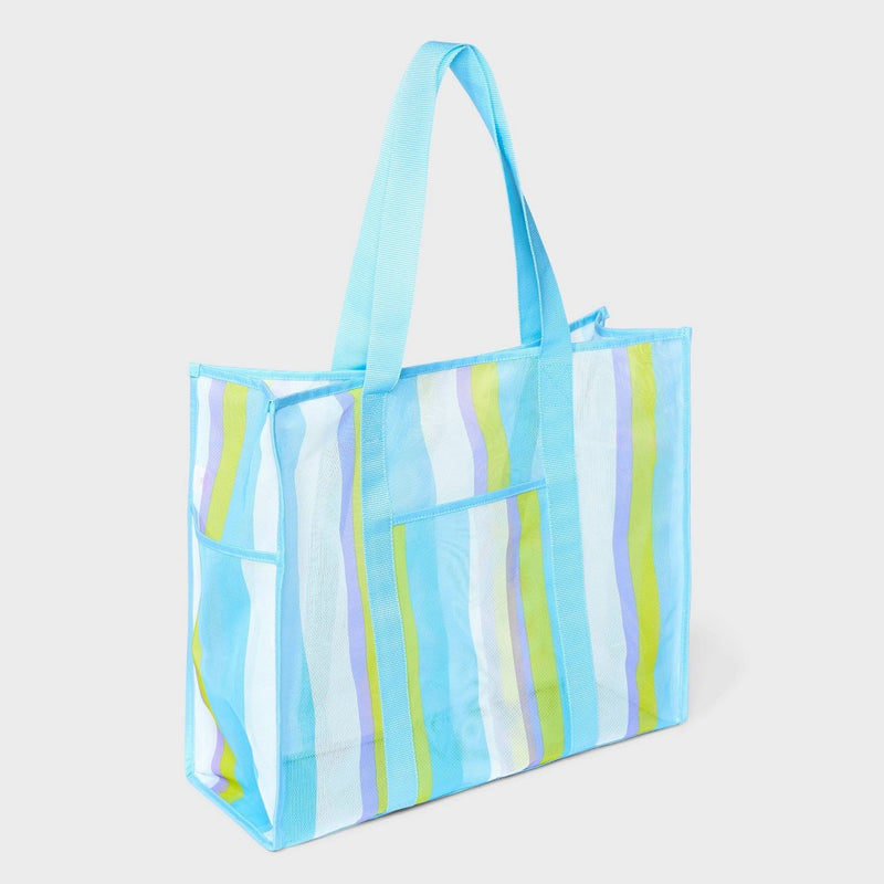 Mesh Tote Handbag - Shade & Shore Blue/Striped