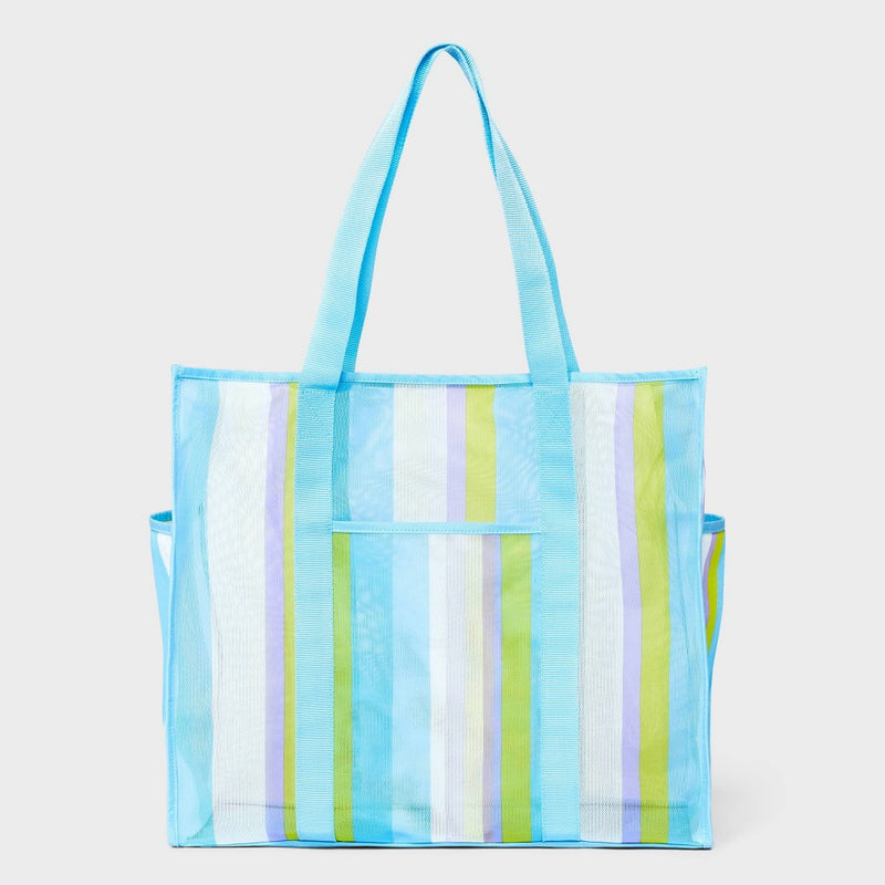 Mesh Tote Handbag - Shade & Shore Blue/Striped