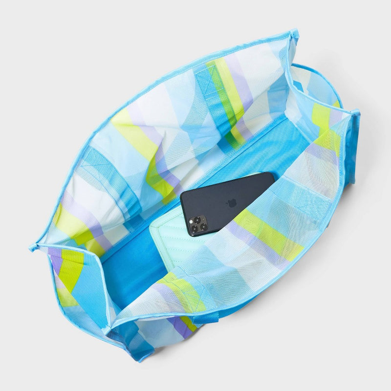 Mesh Tote Handbag - Shade & Shore Blue/Striped